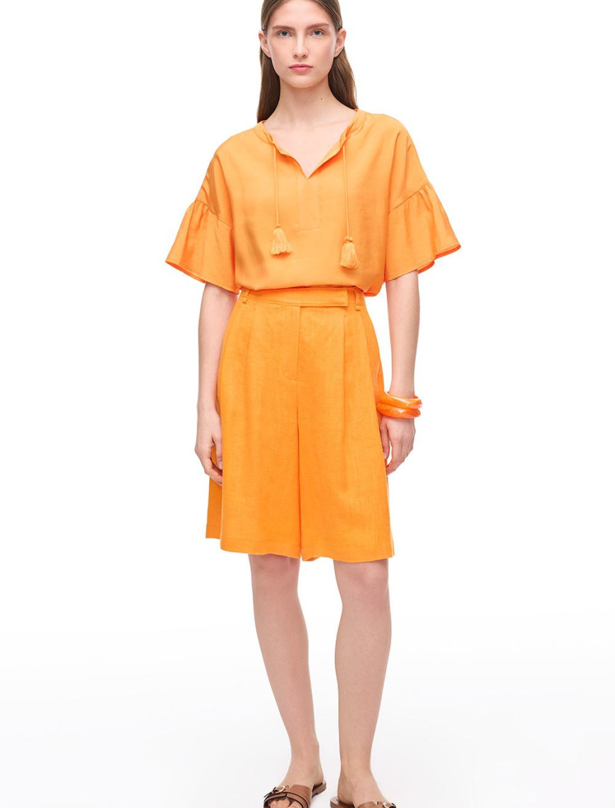 Turuncu Holas Regular Fit Yüksek Bel Diz Boy Şort Turuncu Holas Regular Fit Yüksek Bel Diz Boy Şort