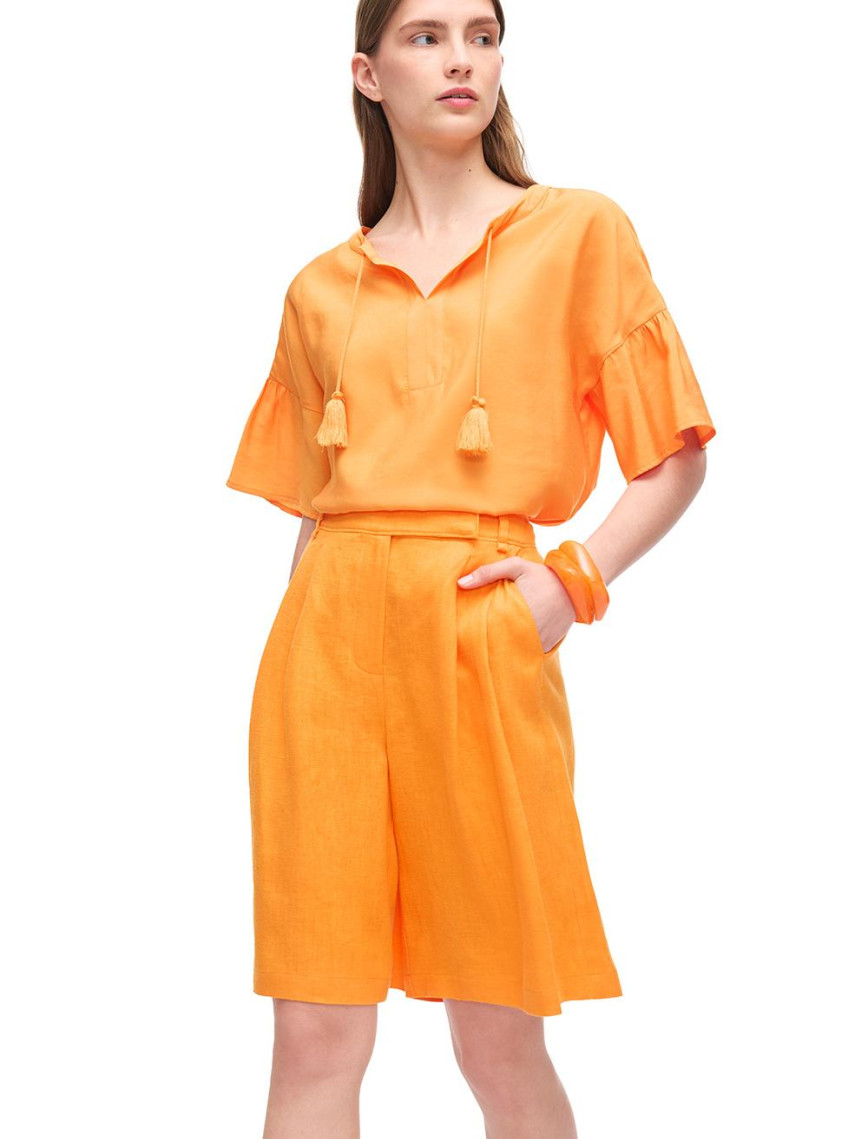 Turuncu Holas Regular Fit Yüksek Bel Diz Boy Şort Turuncu Holas Regular Fit Yüksek Bel Diz Boy Şort