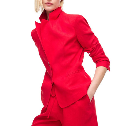 %100 Keten Ceket Yaka Takım Ceket