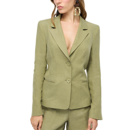 %100 Keten Ceket Yaka Takım Ceket