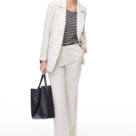 Açık Bej Josts Regular Fit Çizgili Ceket