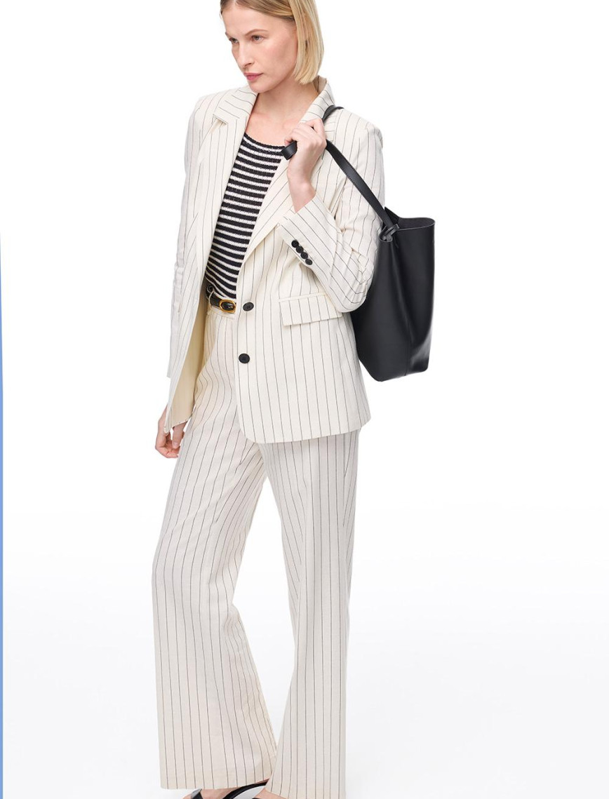 Açık Bej Josts Regular Fit Çizgili Ceket Açık Bej Josts Regular Fit Çizgili Ceket