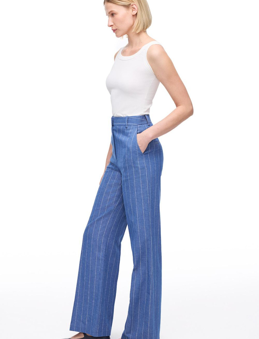 İndigo Necef Regular Fit Yüksek Bel Pantolon İndigo Necef Regular Fit Yüksek Bel Pantolon