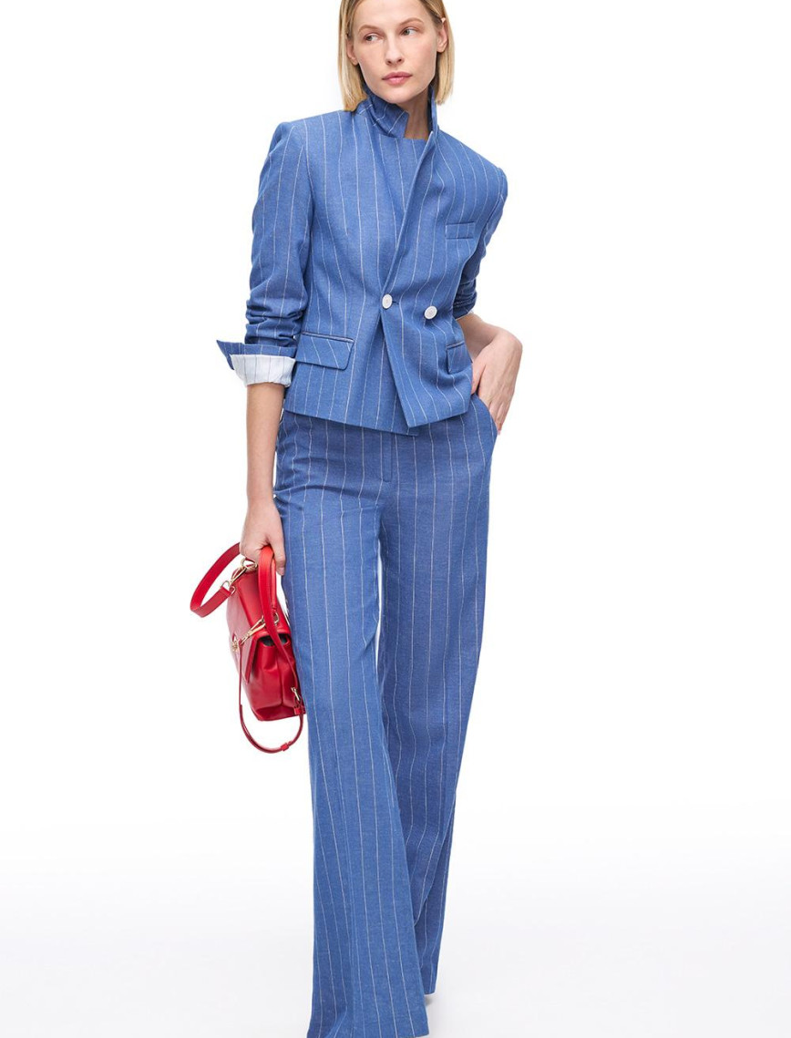 İndigo Necef Regular Fit Yüksek Bel Pantolon İndigo Necef Regular Fit Yüksek Bel Pantolon