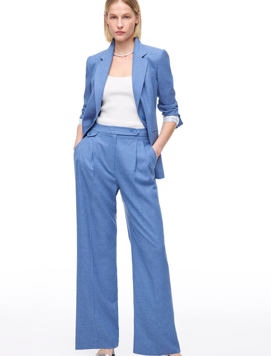 Pamuk Keten Karışımlı Yüksek Bel Pantolon Pamuk Keten Karışımlı Yüksek Bel Pantolon