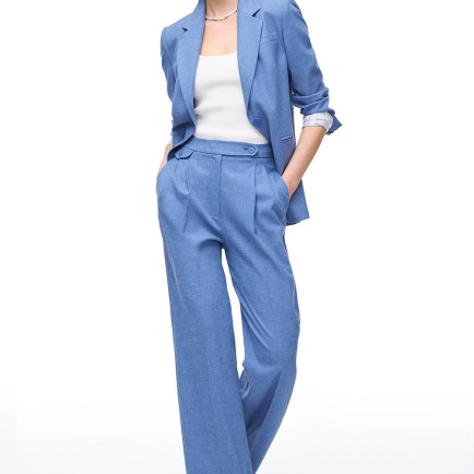 Pamuk Keten Karışımlı Yüksek Bel Pantolon