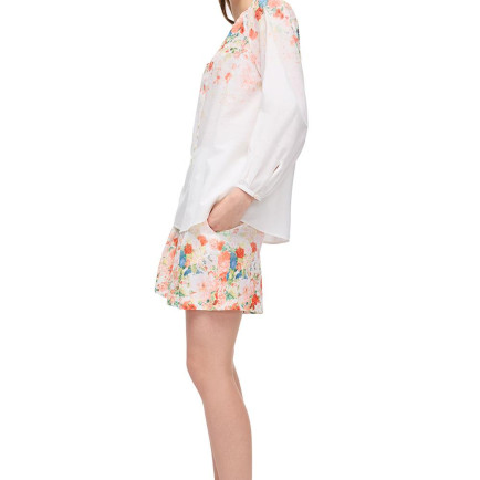 Çok Renkli Lublin Regular Fit Yuvarlak Yaka Çiçekli Bluz Çok Renkli Lublin Regular Fit Yuvarlak Yaka Çiçekli Bluz