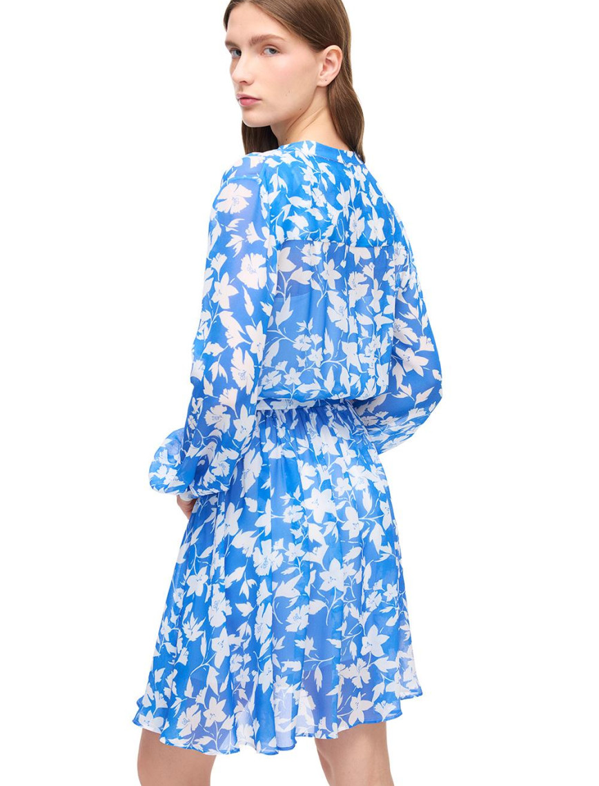 Mavi Beyaz Catos Regular Fit Çiçekli Mini Boy Elbise Mavi Beyaz Catos Regular Fit Çiçekli Mini Boy Elbise