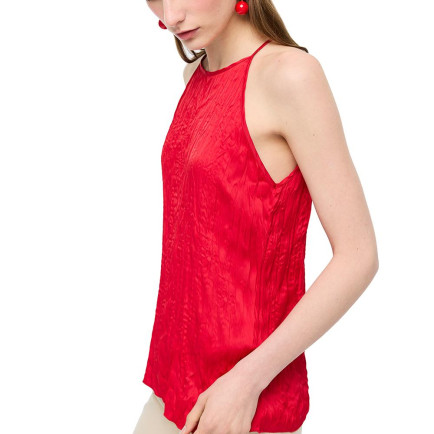 Kırmızı Deylas Regular Fit Halter Yaka Bluz Kırmızı Deylas Regular Fit Halter Yaka Bluz