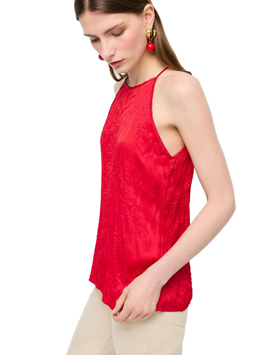 Kırmızı Deylas Regular Fit Halter Yaka Bluz Kırmızı Deylas Regular Fit Halter Yaka Bluz