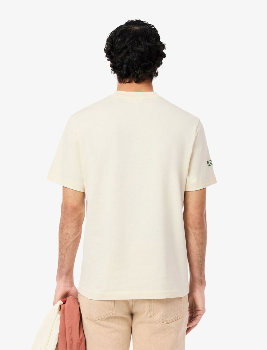 Lacoste Heavy Jersey Mesh Band Erkek Krem T-Shirt Lacoste Heavy Jersey Mesh Band Erkek Krem T-Shirt