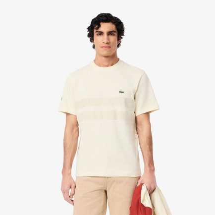 Lacoste Heavy Jersey Mesh Band Erkek Krem T-Shirt Lacoste Heavy Jersey Mesh Band Erkek Krem T-Shirt