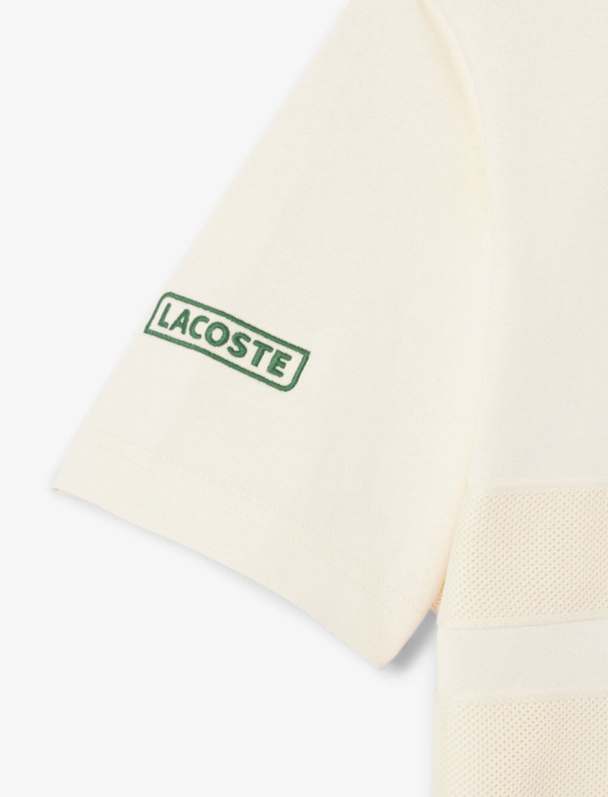 Lacoste Heavy Jersey Mesh Band Erkek Krem T-Shirt Lacoste Heavy Jersey Mesh Band Erkek Krem T-Shirt