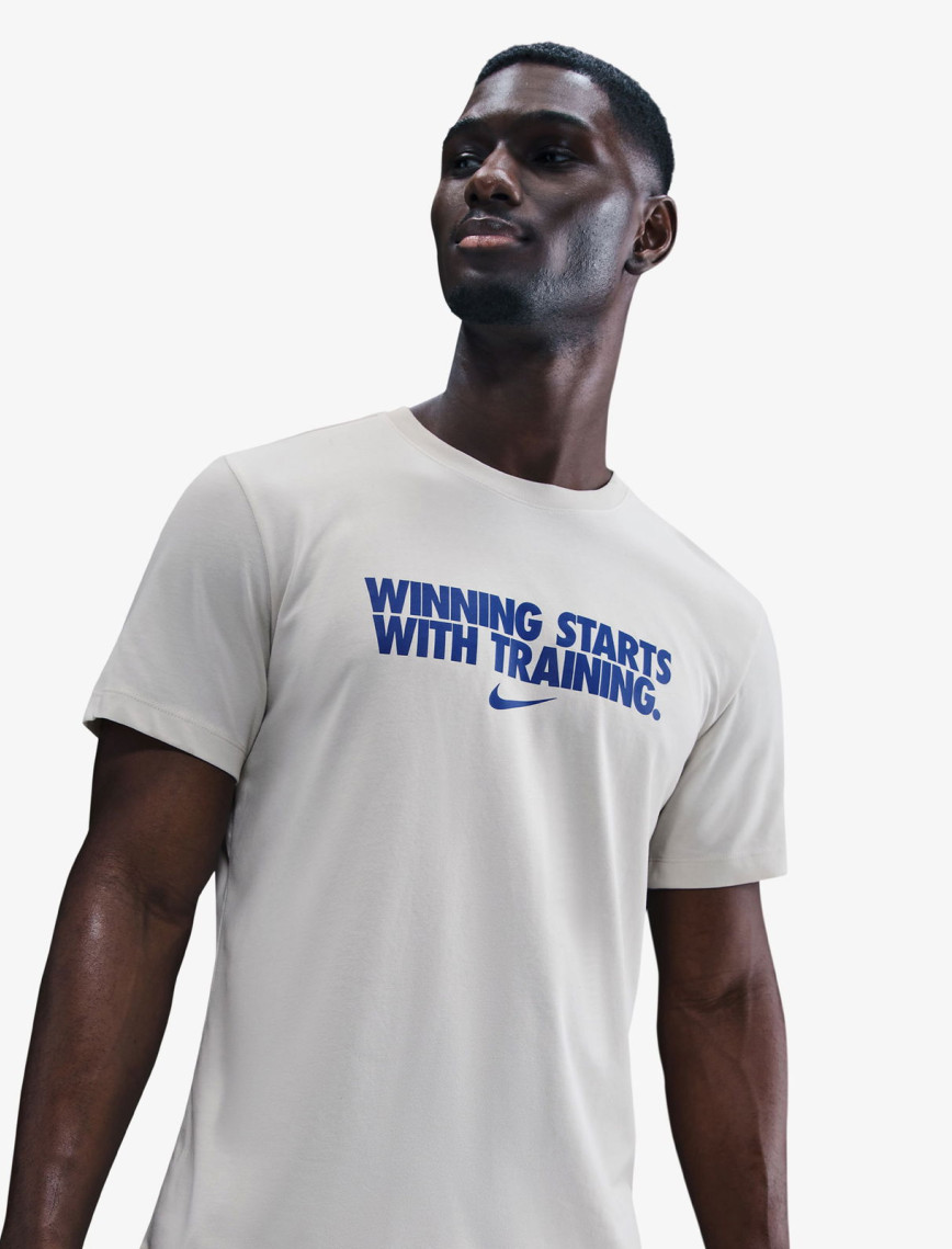 Nike Dri-Fit Winning Erkek Krem Rengi T-Shirt