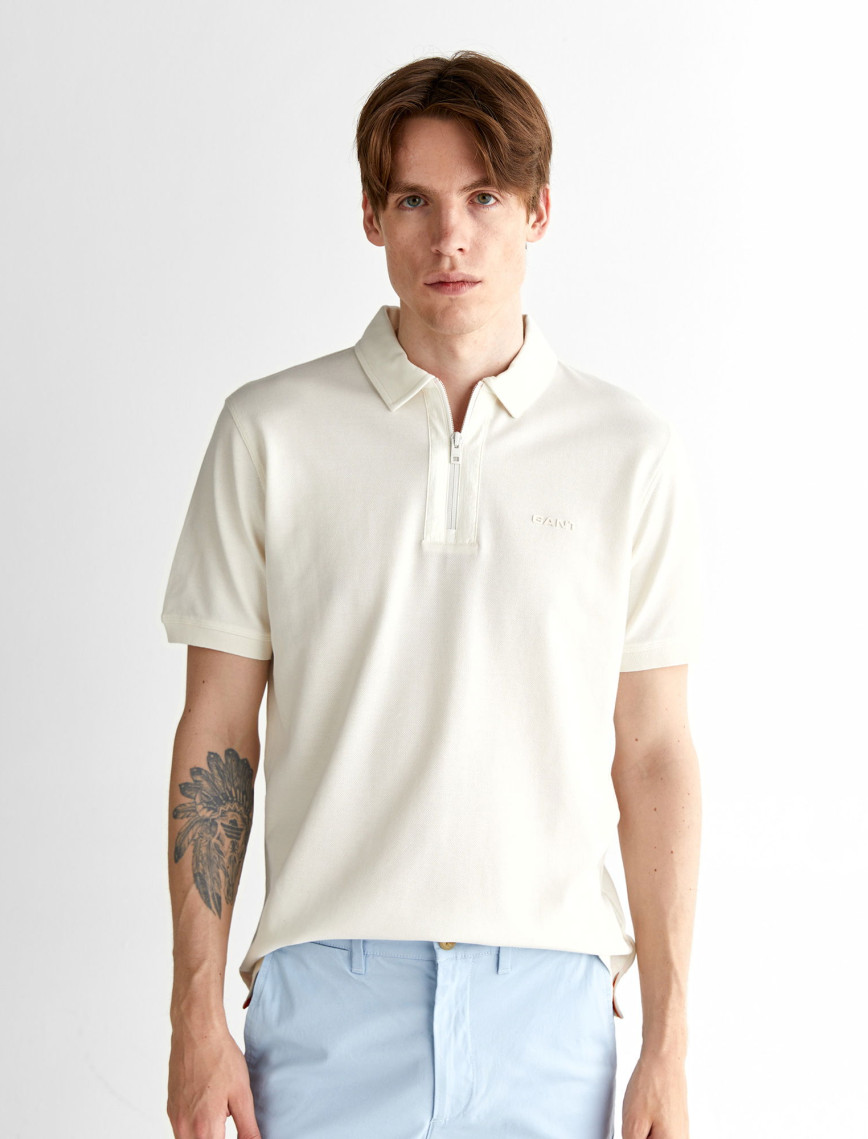 GANT Erkek Krem Regular Fit Logolu Polo GANT Erkek Krem Regular Fit Logolu Polo