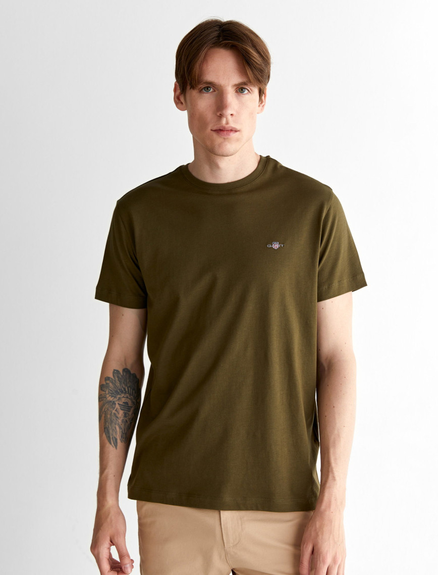 GANT Erkek Yeşil Regular Fit Bisiklet Yaka T-Shirt GANT Erkek Yeşil Regular Fit Bisiklet Yaka T-Shirt