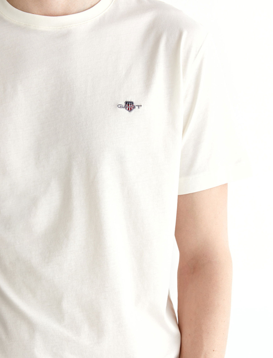 GANT Erkek Krem Regular Fit Bisiklet Yaka T-Shirt GANT Erkek Krem Regular Fit Bisiklet Yaka T-Shirt