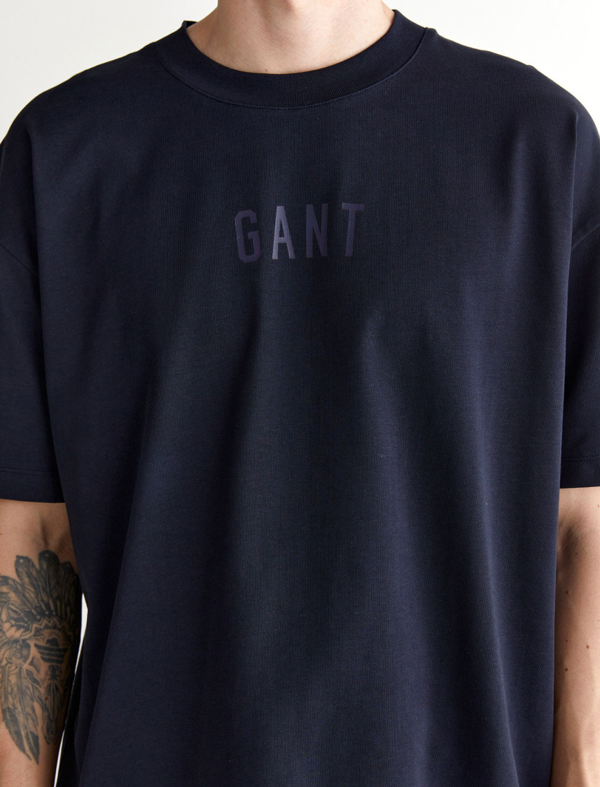 GANT Erkek Lacivert Relaxed Fit Bisiklet Yaka Logolu T-Shirt GANT Erkek Lacivert Relaxed Fit Bisiklet Yaka Logolu T-Shirt