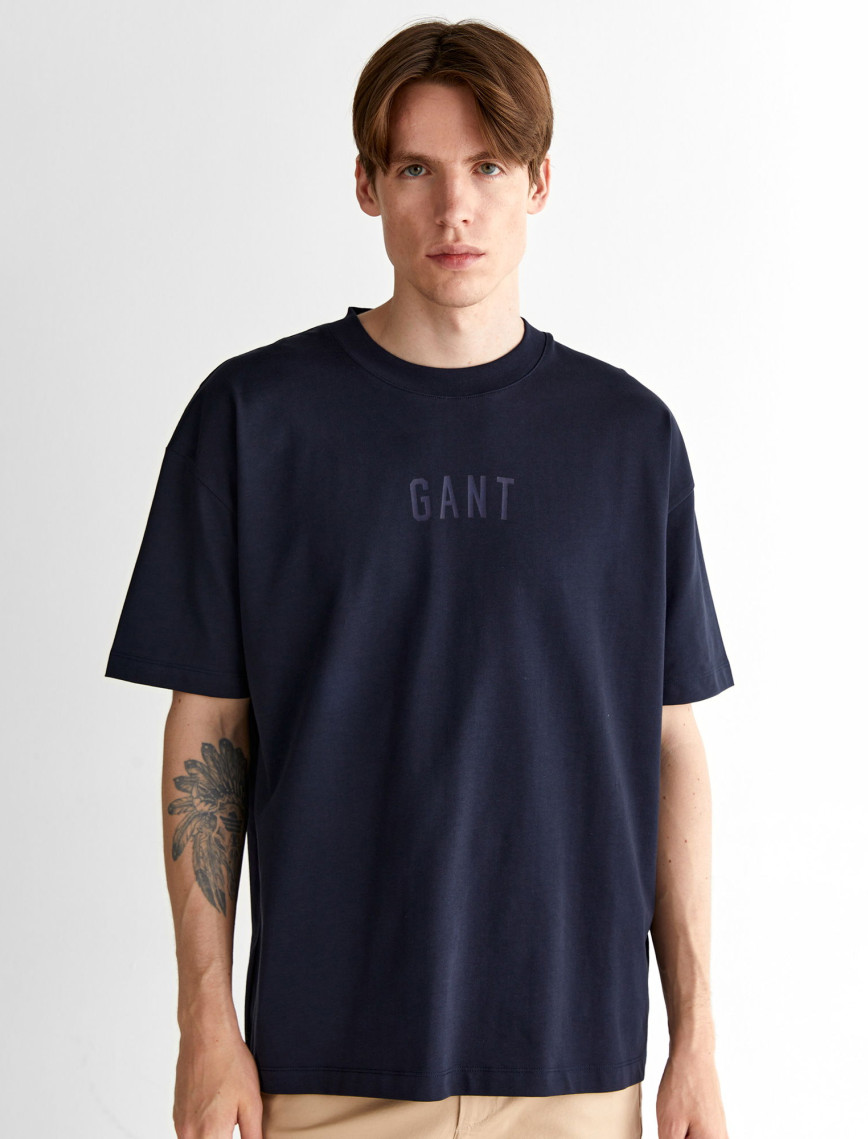 GANT Erkek Lacivert Relaxed Fit Bisiklet Yaka Logolu T-Shirt GANT Erkek Lacivert Relaxed Fit Bisiklet Yaka Logolu T-Shirt