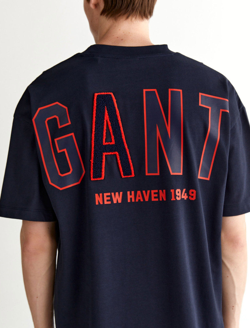 GANT Erkek Lacivert Relaxed Fit Bisiklet Yaka Logolu T-Shirt GANT Erkek Lacivert Relaxed Fit Bisiklet Yaka Logolu T-Shirt