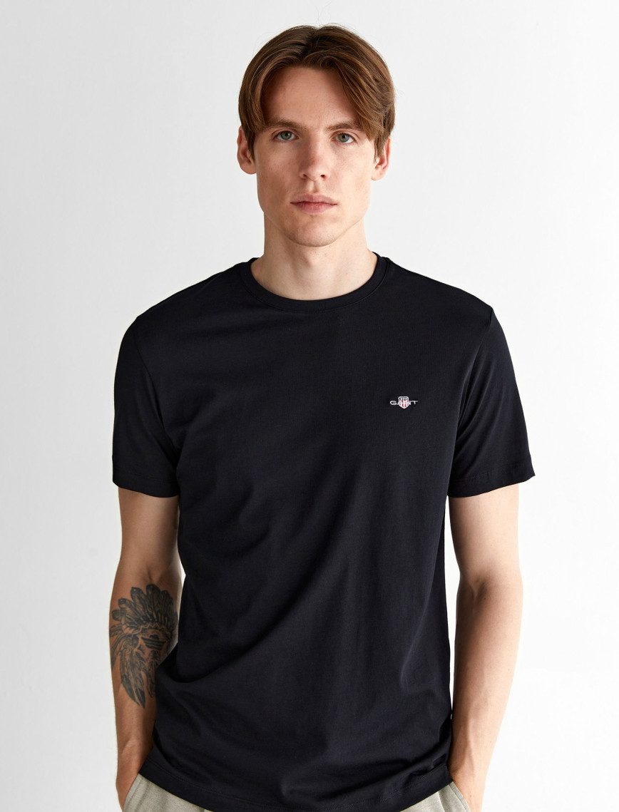 GANT Erkek Siyah Regular Fit Bisiklet Yaka T-Shirt GANT Erkek Siyah Regular Fit Bisiklet Yaka T-Shirt