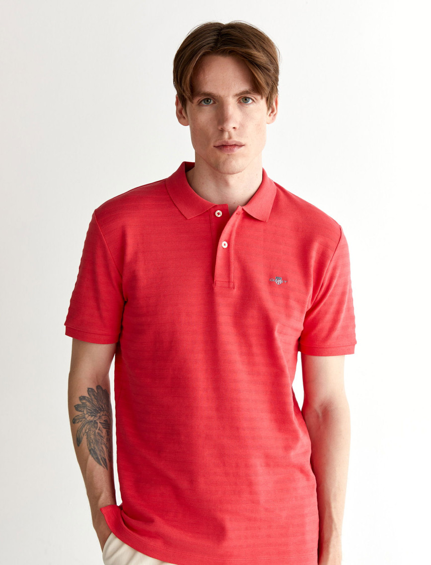 GANT Erkek Kırmızı Regular Fit Çizgili Polo GANT Erkek Kırmızı Regular Fit Çizgili Polo
