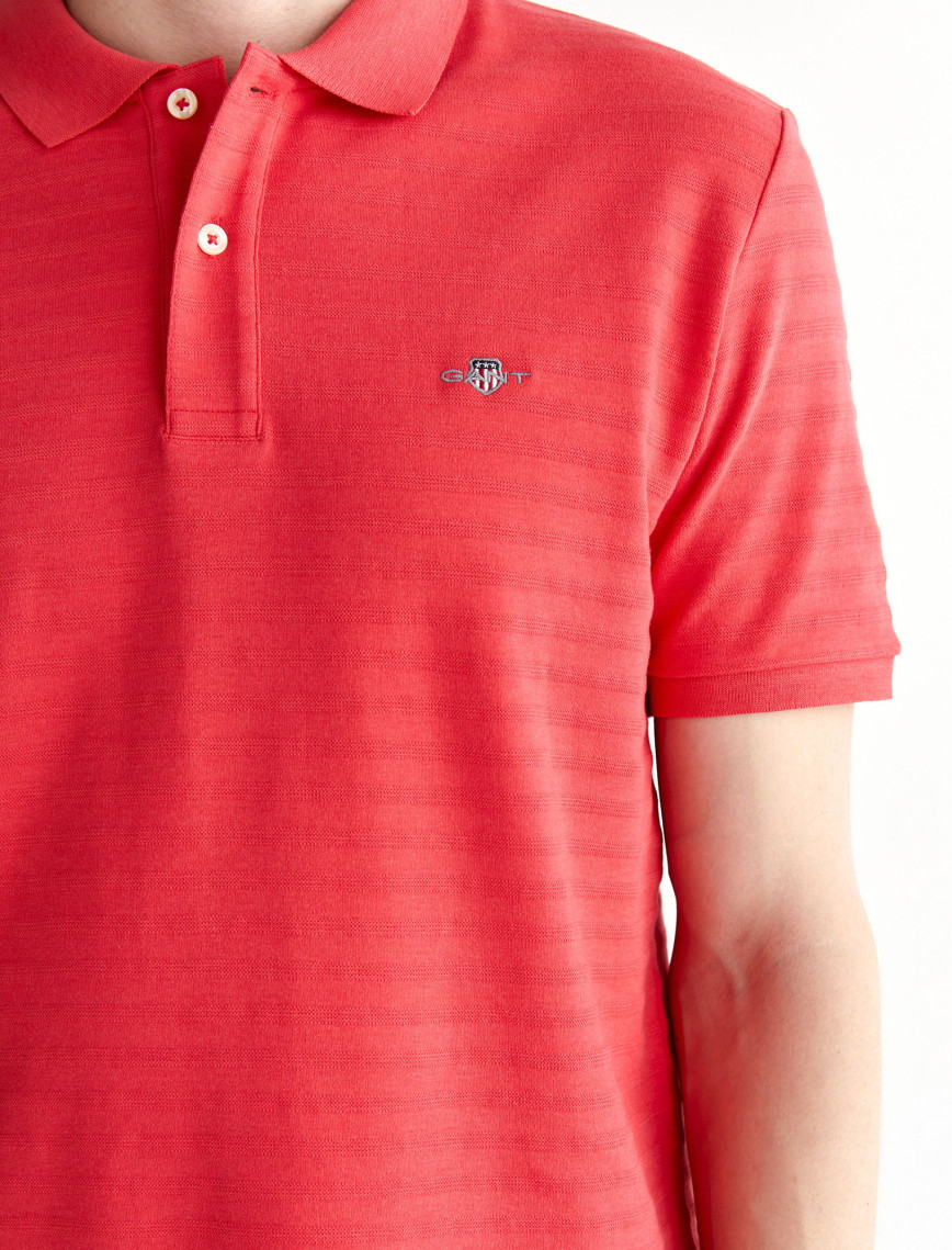 GANT Erkek Kırmızı Regular Fit Çizgili Polo GANT Erkek Kırmızı Regular Fit Çizgili Polo