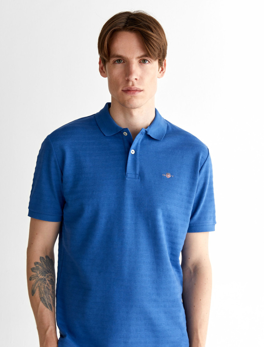 GANT Erkek Lacivert Regular Fit Çizgili Polo GANT Erkek Lacivert Regular Fit Çizgili Polo