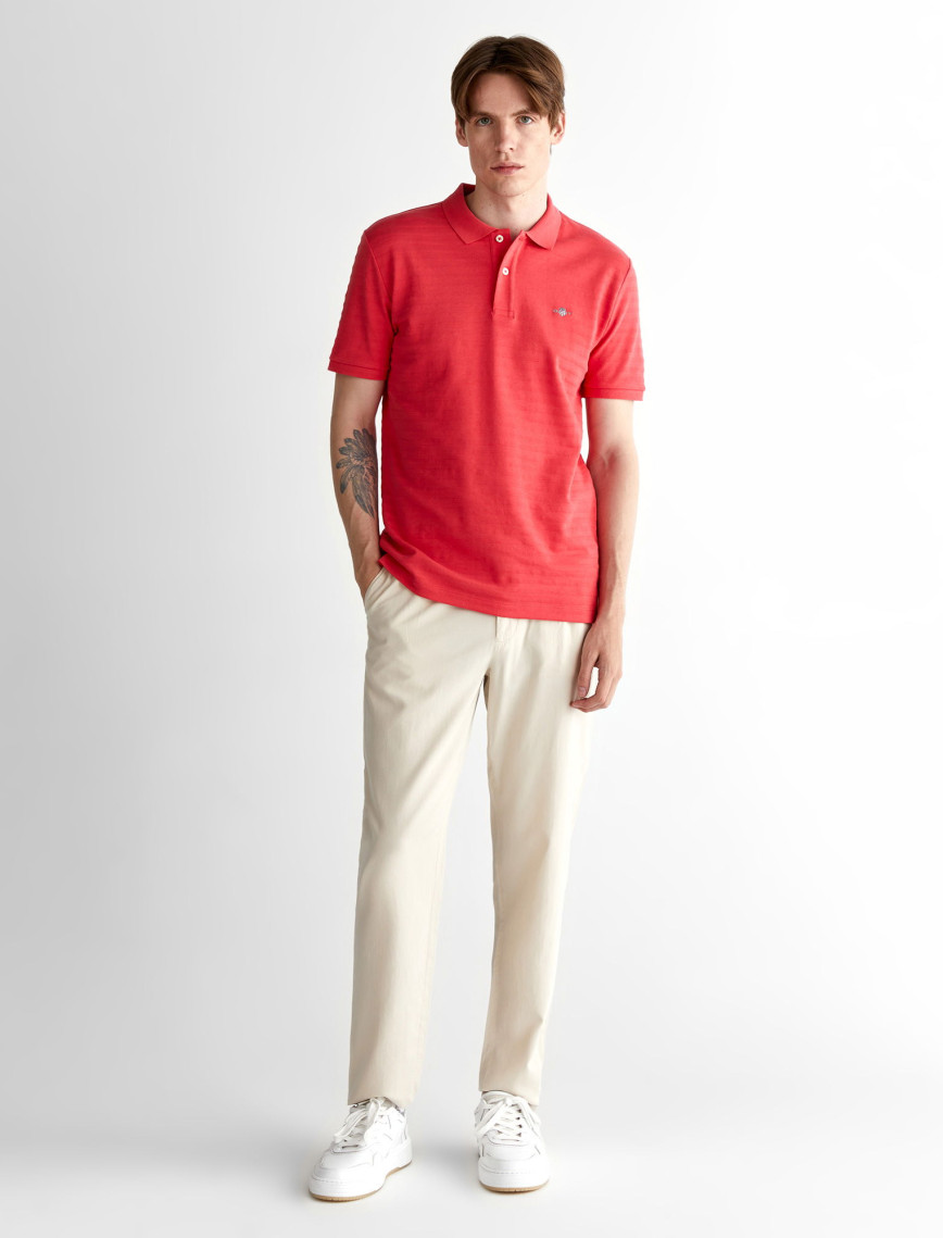 GANT Erkek Kırmızı Regular Fit Çizgili Polo GANT Erkek Kırmızı Regular Fit Çizgili Polo