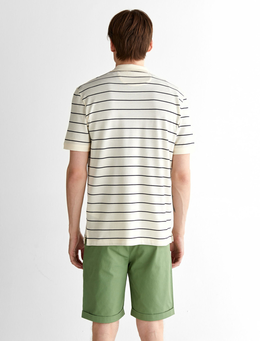 GANT Erkek Krem Regular Fit Çizgili Polo GANT Erkek Krem Regular Fit Çizgili Polo