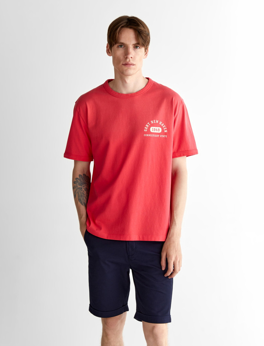 GANT Erkek Mavi Relaxed Fit Bisiklet Yaka Logolu T-Shirt GANT Erkek Mavi Relaxed Fit Bisiklet Yaka Logolu T-Shirt