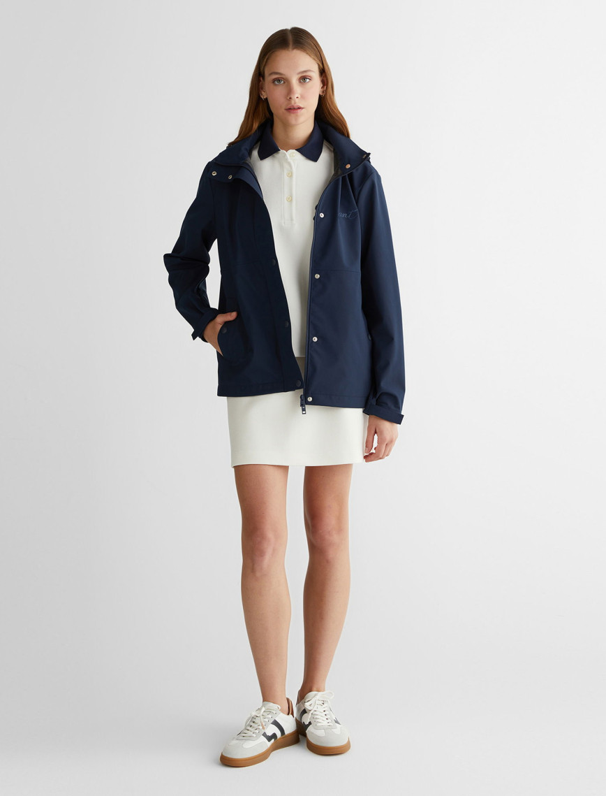 GANT Kadın Lacivert Kapüşonlu Logolu Ceket GANT Kadın Lacivert Kapüşonlu Logolu Ceket