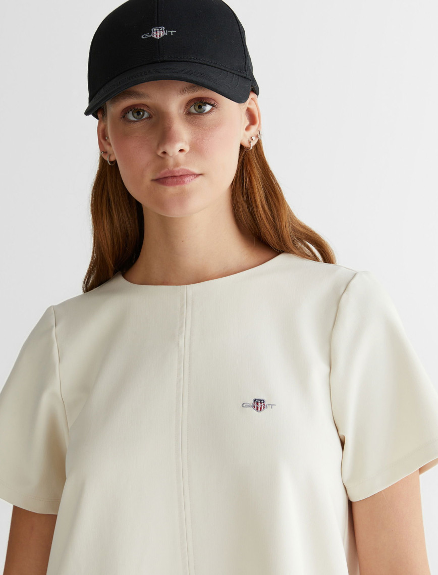 GANT Kadın Krem Bisiklet Yaka Logolu Elbise GANT Kadın Krem Bisiklet Yaka Logolu Elbise