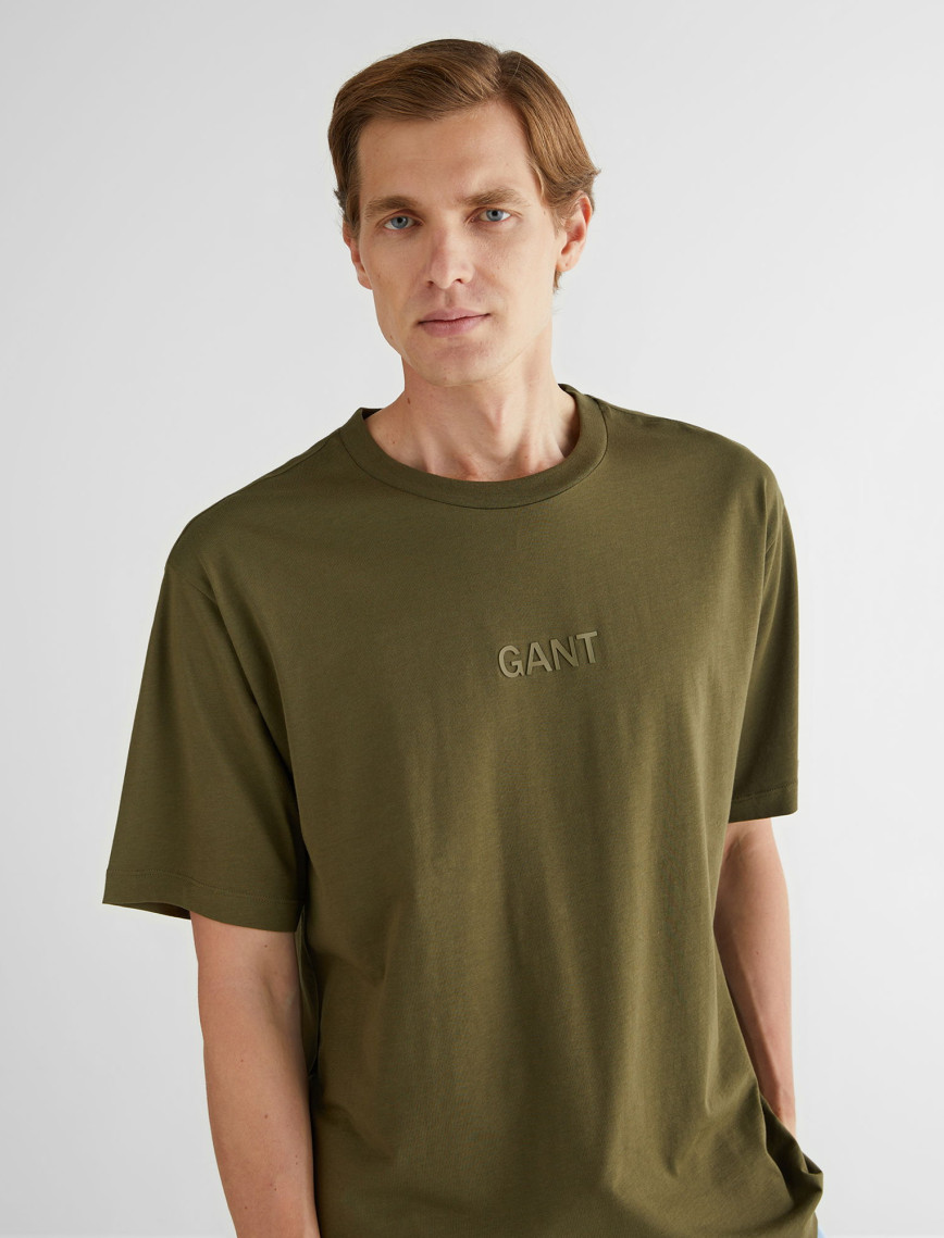 GANT Erkek Yeşil Relaxed Fit Bisiklet Yaka Logolu T-Shirt GANT Erkek Yeşil Relaxed Fit Bisiklet Yaka Logolu T-Shirt