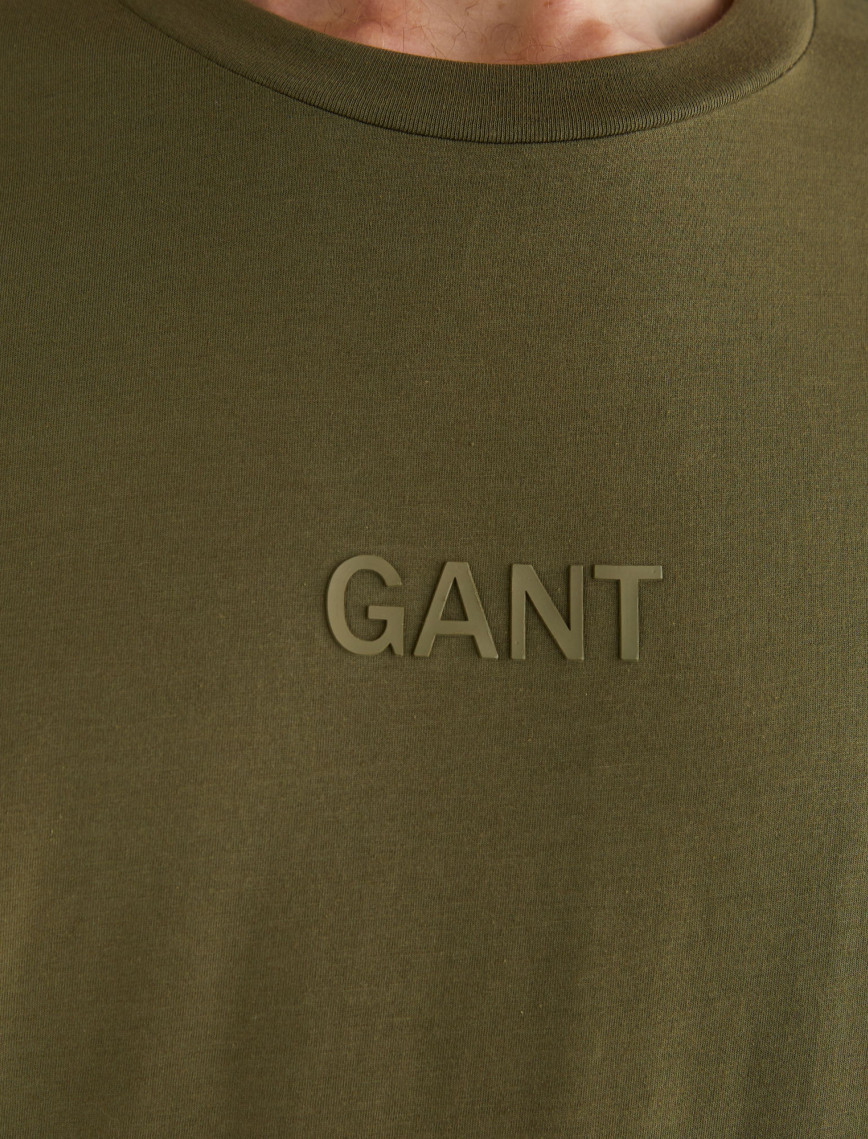 GANT Erkek Yeşil Relaxed Fit Bisiklet Yaka Logolu T-Shirt GANT Erkek Yeşil Relaxed Fit Bisiklet Yaka Logolu T-Shirt
