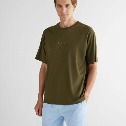 GANT Erkek Yeşil Relaxed Fit Bisiklet Yaka Logolu T-Shirt GANT Erkek Yeşil Relaxed Fit Bisiklet Yaka Logolu T-Shirt