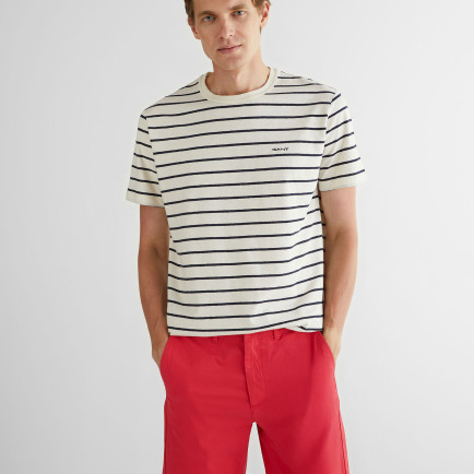 GANT Erkek Krem Regular Fit Bisiklet Yaka Çizgili T-Shirt GANT Erkek Krem Regular Fit Bisiklet Yaka Çizgili T-Shirt
