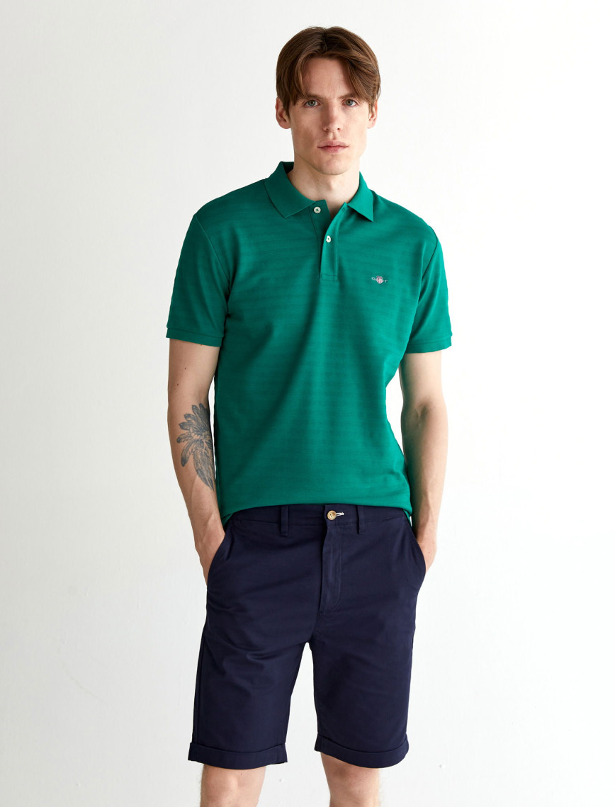 GANT Erkek Yeşil Regular Fit Çizgili Polo GANT Erkek Yeşil Regular Fit Çizgili Polo