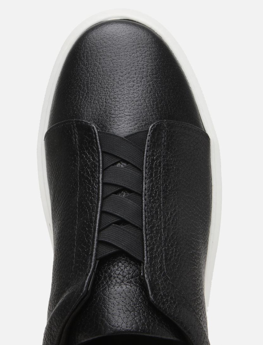 Erkek Deri Siyah Lastik Detaylı Spor Ayakkabı Erkek Deri Siyah Lastik Detaylı Spor Ayakkabı