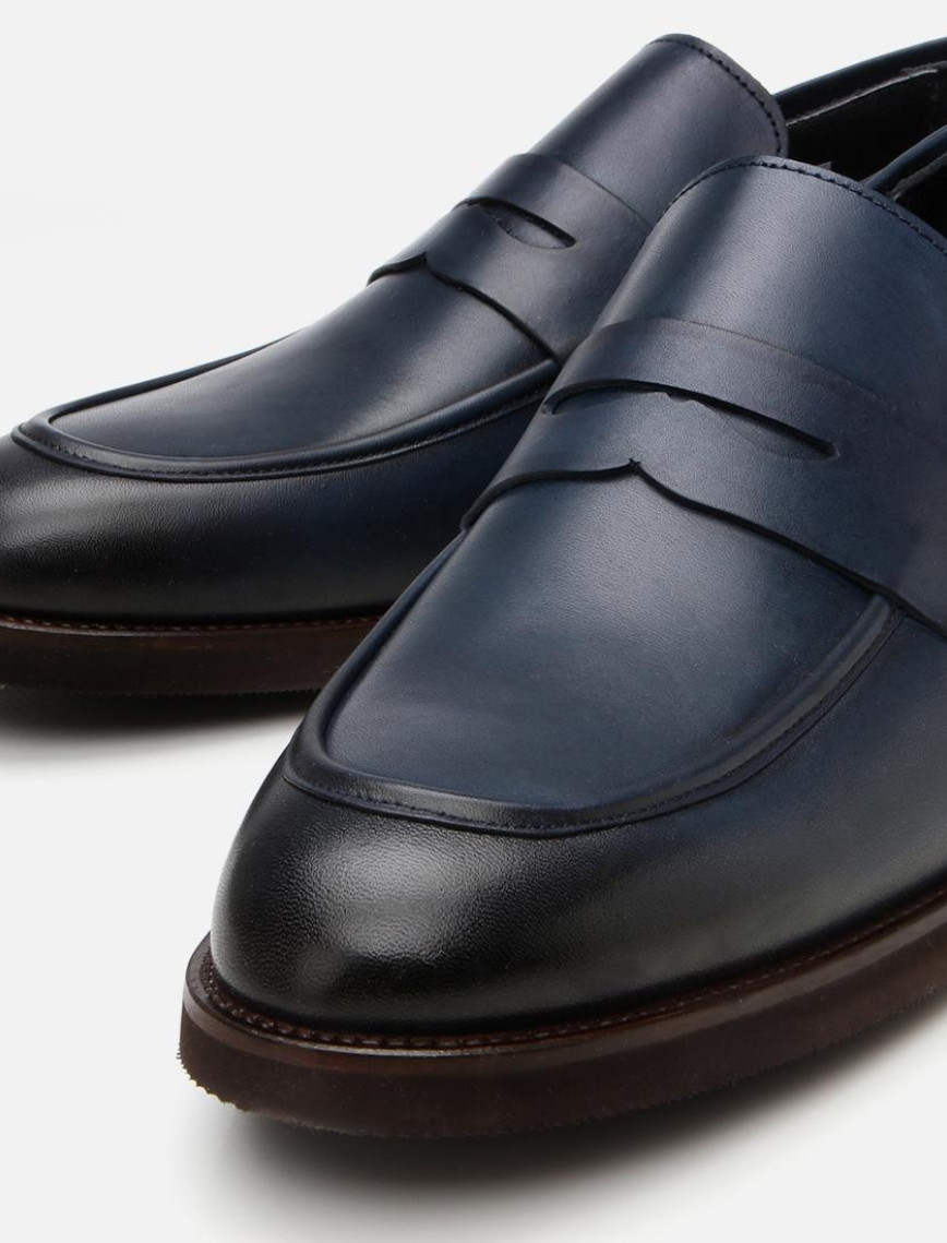 Erkek Deri Lacivert Hafif Tabanlı Loafer Erkek Deri Lacivert Hafif Tabanlı Loafer