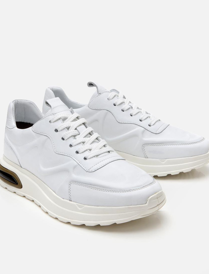 Erkek Deri Beyaz Kalın Tabanlı Spor Ayakkabı Erkek Deri Beyaz Kalın Tabanlı Spor Ayakkabı