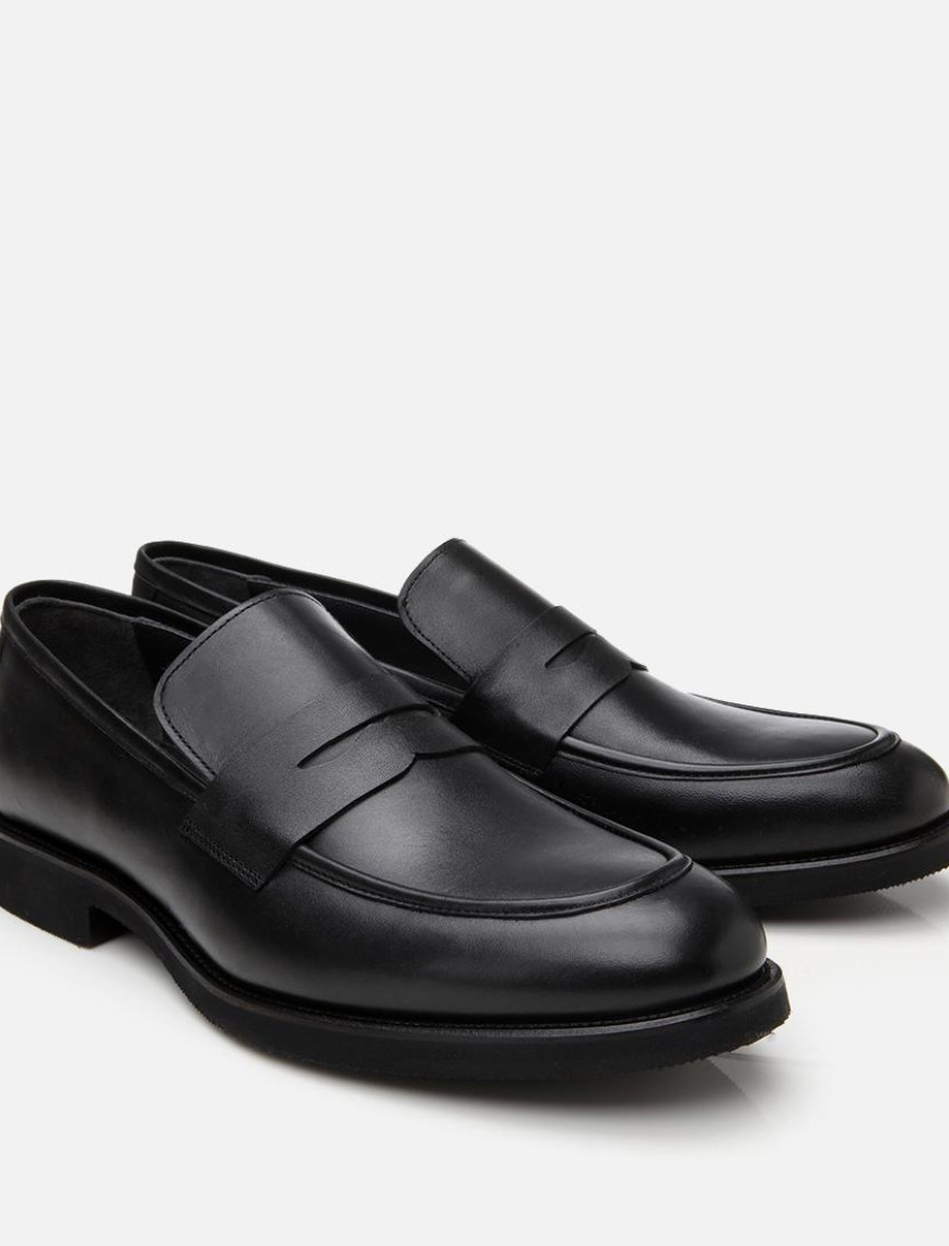Erkek Deri Siyah Hafif Tabanlı Loafer Erkek Deri Siyah Hafif Tabanlı Loafer