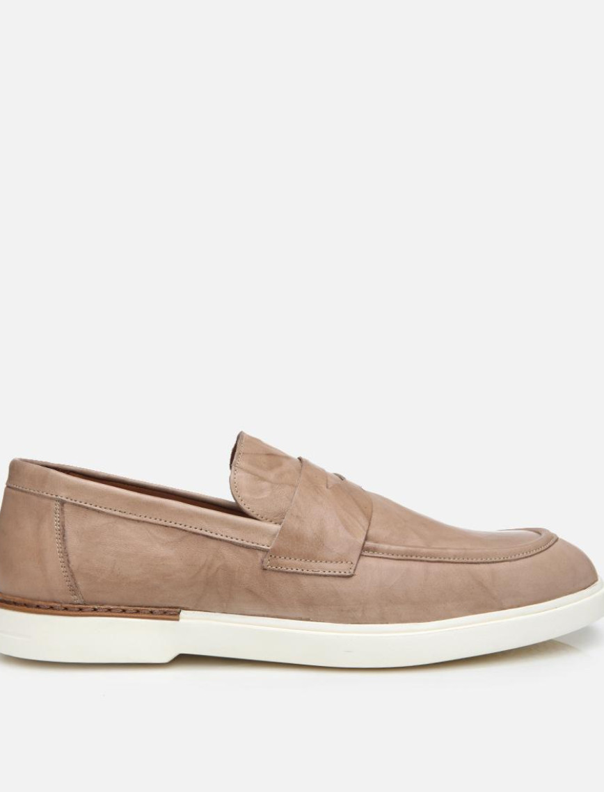 Erkek Deri Haki Ultra Hafif Tabanlı Klasik Loafer Erkek Deri Haki Ultra Hafif Tabanlı Klasik Loafer