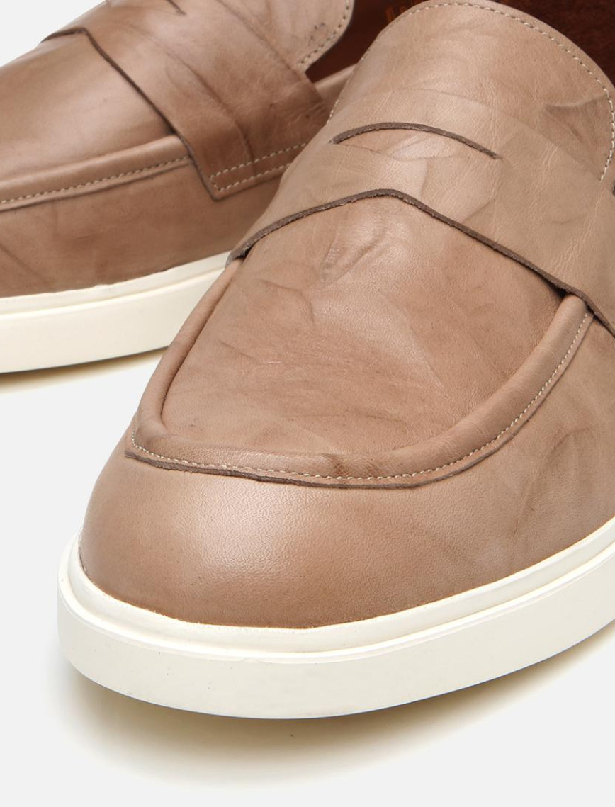 Erkek Deri Bej Ultra Hafif Tabanlı Klasik Loafer Erkek Deri Bej Ultra Hafif Tabanlı Klasik Loafer