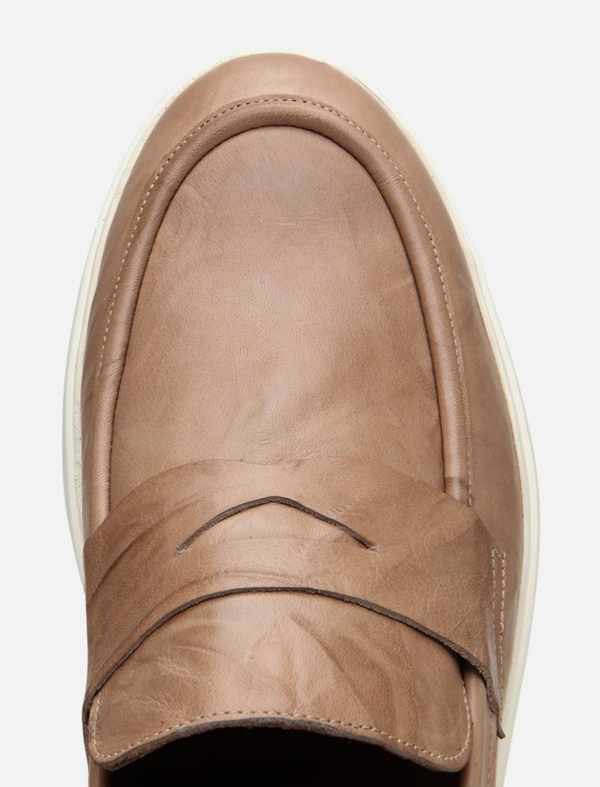 Erkek Deri Bej Ultra Hafif Tabanlı Klasik Loafer Erkek Deri Bej Ultra Hafif Tabanlı Klasik Loafer