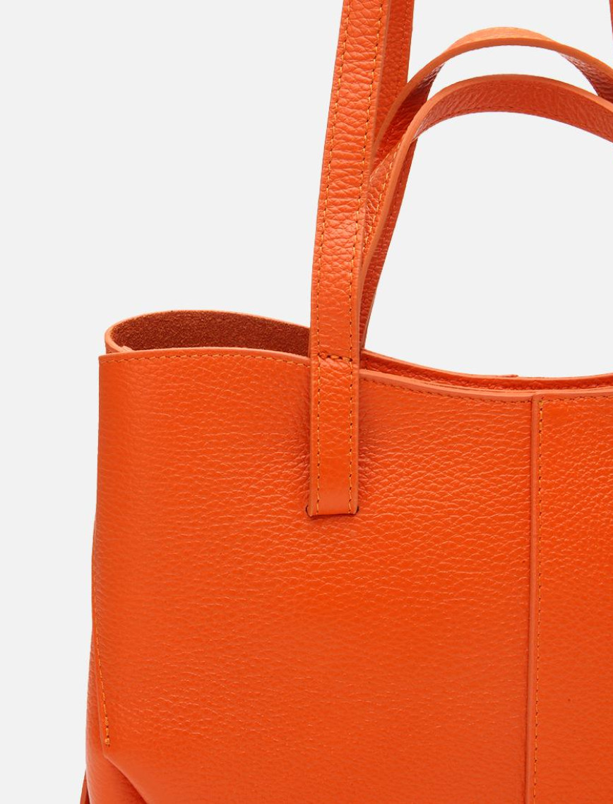 Kadın Deri Turuncu Tote Çanta Kadın Deri Turuncu Tote Çanta