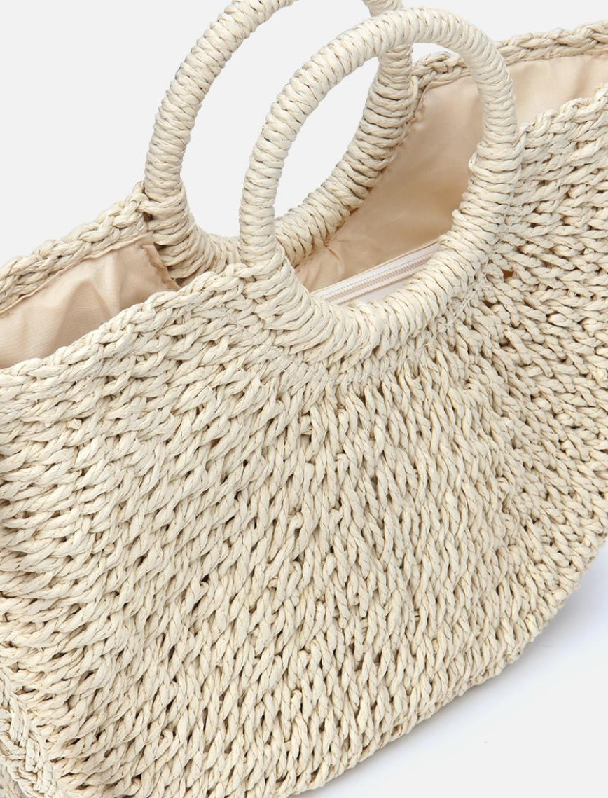 Kadın Ekru Hasır Omuz Çantası Kadın Ekru Hasır Omuz Çantası