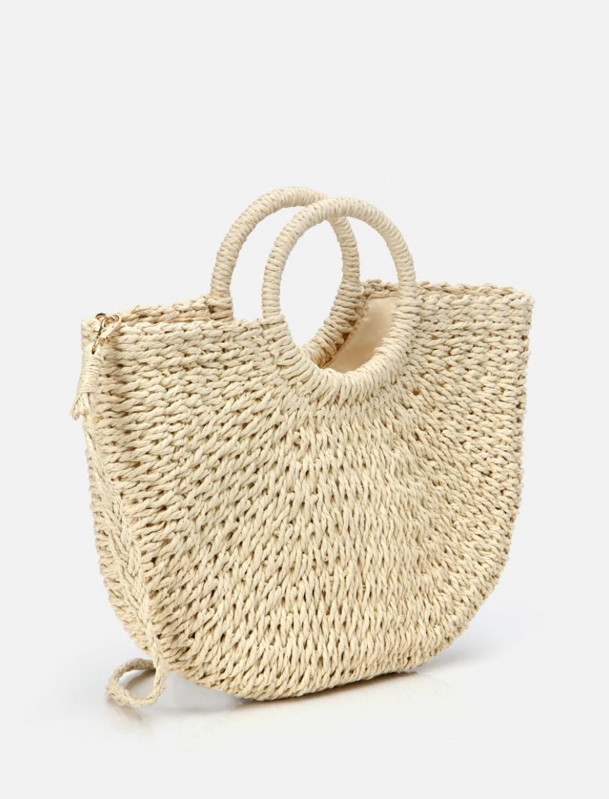 Kadın Ekru Hasır Omuz Çantası Kadın Ekru Hasır Omuz Çantası