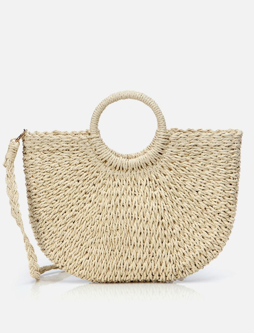 Kadın Ekru Hasır Omuz Çantası Kadın Ekru Hasır Omuz Çantası