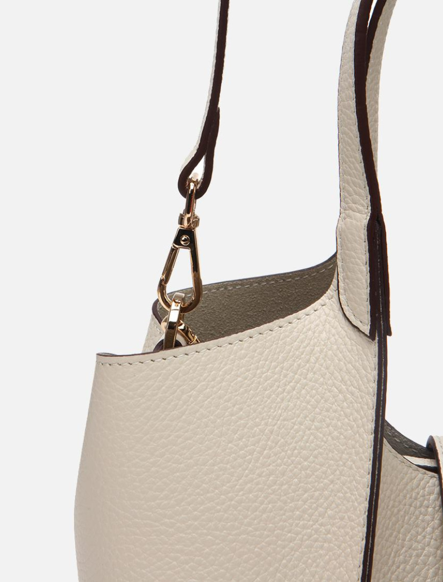 Kadın Deri Ekru Kilit Detaylı Tote Çanta Kadın Deri Ekru Kilit Detaylı Tote Çanta